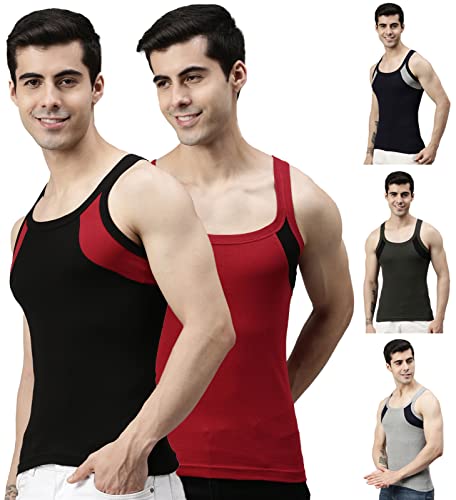 Image of Lux Cozi Xylo Gym Vest for Mens 100% Cotton(Pack of 5)(Color & Prints May Vary)