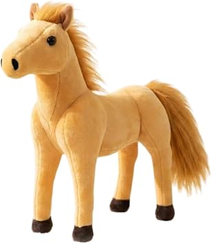 Realistic Horse Cuddly Toy Plush Toy Lifelike Standing Horse Plush Stuffed Toy Brown Foal Gift for Children Adults 32 cm