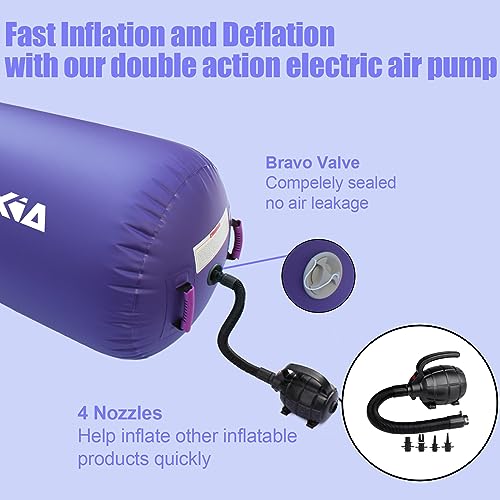 PPXIA Gymnastics Air Roller Air Barrel Inflatable Tumbling Mat, Tumble Track Backhandspring Mat Gymnastic Equipment with Pump for Yoga Training Cheerleading Home Use