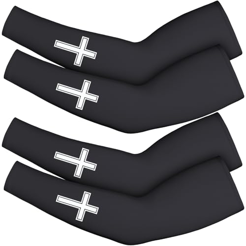 2 Pairs Thermal Arm Sleeves for Men Women Religious Faith Cross Compression Warmer Arm Sleeve for Cycling Basketball