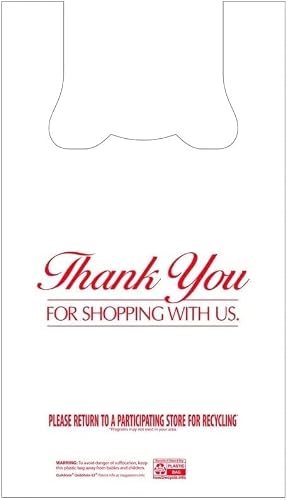 Kovot – Bulk Pack of 500 Plastic Shopping Bags – Thank You For Shopping With Us – 21x12 inches White T-Shirt Bags – Disposable Bags, Grocery, Bakeries, Convenience Store