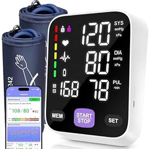 Andesfit Upper Arm Blood Pressure Monitor for Home Use 17" Large & 21" XL Extra Large Cuff Big arm, Free APP Bluetooth Sync Apple Health Track Google Fit, Large Display Smart BP Machine for Seniors