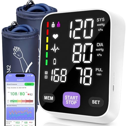 Andesfit Upper Arm Blood Pressure Monitor for Home Use 17' Large & 21' XL Extra Large Cuff Big arm,...