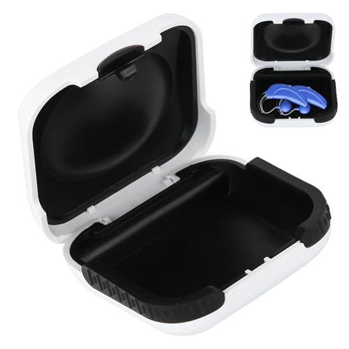 Watlikeup Hearing Aid Case, Compact Hearing Aid Storage Box,Hearing Aid Cases for 2 Hearing Aids,Hearing Aids Protective Suitable for Most Hearing Aids(65 * 65 mm)