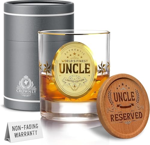 CROWNLY CRYSTAL® Presentes para o tio presentes originais presente para o meu tio copos uísque cristal presente para tios decoração Natal presentes tio Natal presentes personalizados melhor tio