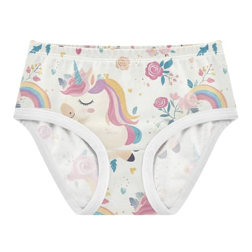 Wusikd Cute Unicorn Girls' Underwear Cotton Rainbow Roses Girls Briefs Soft Toddler Underwear 2T