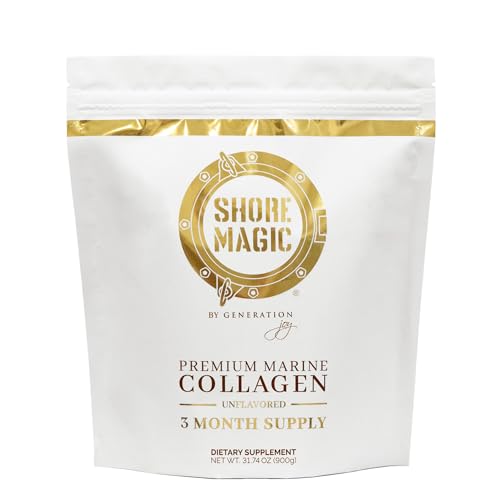 Shore Magic Premium Marine Collagen Powder Types I-IV – Wild-Caught Fish, Hydrolyzed Peptides, Unflavored, 9g Protein Per Serving – Supports Youthful Skin, Hair, Nails & Joints – 3-Month Supply Pouch