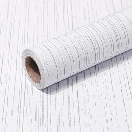 Image of wishFIRE Peel and Stick Wallpaper 40cm x 305cm White Grasscloth Textured Wallpaper Self-Adhesive Contact Paper Vinyl Wall Paper Bedroom Living Room Kitchen