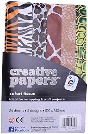 Creativity Inspired Tissue Paper, Multi Safari Prints, 24 Sheets, 50 x 75cm, Craft, Decorative Paper, Ideal for Hobbyists and Professional Crafters, Adults & Kids