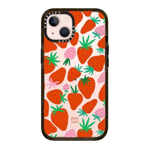 CASETiFY �C���p�N�g�P�[�X iPhone 13 - STRAWBERRIES - �N���A �u���b�N