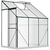 Outsunny 6' x 4' x 7' Hobby Greenhouse, Walk-in Lean-to Polycarbonate Hot House Kit with Aluminum Frame, Sliding Door, Roof Vent, Green