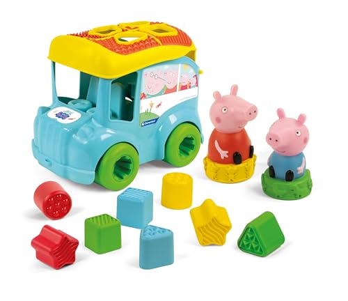 Baby Clementoni Formensortier-Bus mit Peppa Pig - Steckspiel Mit Formen & Löchern zur Förderung der Motorik & Koordination für Kinder ab 9 Monaten, 17886