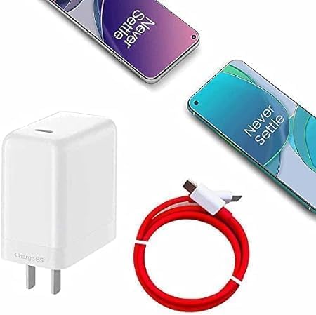 Image of 65W Fast C to C Charger Adapter and Cable Compatible for oneplus 10 PRO 9 /9 Pro 8 /8 Pro /7 Pro /7T /7T Pro /Nord CE / N10 5G, Wall Charger /Fast Warp Charger Adapter (DP94)