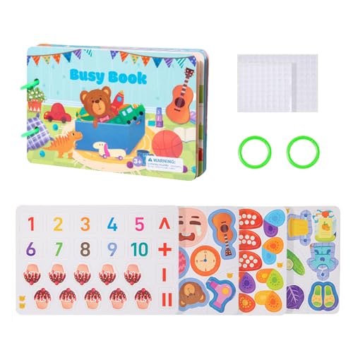 Mimoqk Libro Preescolar Juguete, Libro de Juguetes Tranquilo - Libro de Actividades Divertidas de Dibujos Animados - Actividades de Aprendizaje de matemáticas educativas, Juego Interactivo de Viaje,