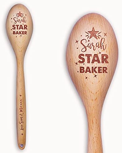 Personalised Wooden Spoon Star Baker Bake Off Prize Winners Trophy, Laser Engraved Any Name or Message Baking Kitchen Novelty Gift