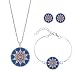 Produktbild WopenJucy Mandala Anhänger Ketten Damen Halskette Runde Ohrstecker Silber Armbänder Schmuckset