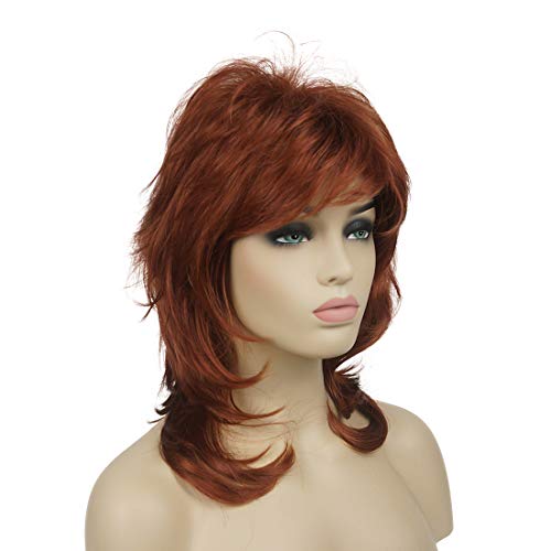 Lydell Long Soft Shaggy Layered Wigs Classic Cap Full Synthetic Wigs (130 Copper Red) #TOP1