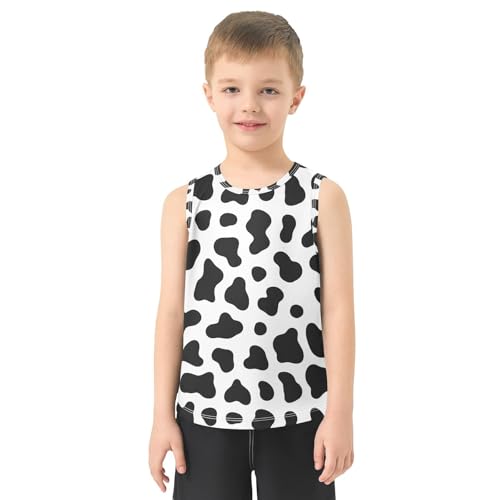 J JOYSAY Cow Spot Black White Boys Tank Top Sleeveless Muscle Shirts Quick Dry Kids T-Shirts 3-15T2