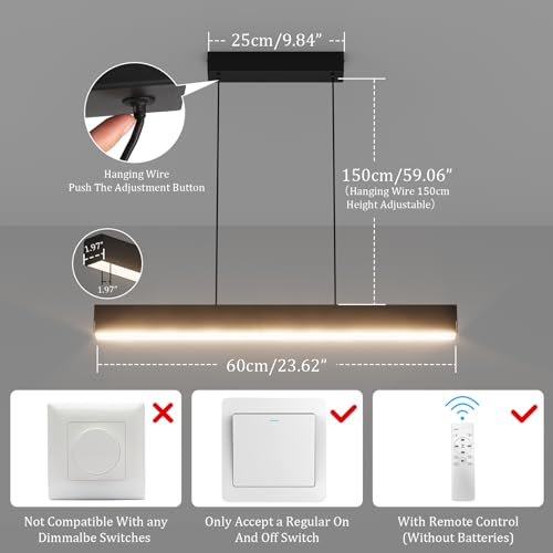 Suspension LED dimmable 3000K-6000K avec télécommande Klighten - 5
