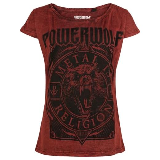 Powerwolf Metal Circle Frauen T-Shirt rot XL 100% Baumwolle Band-Merch, Bands