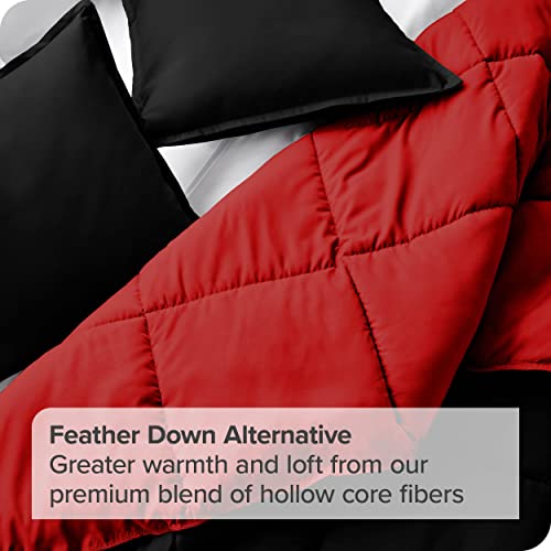 Bare Home Twin/Twin Extra Long Comforter - Reversible Colors - Goose Down Alternative - Ultra-Soft - Premium 1800 Series - All Season Warmth - Bedding Comforter (Twin/Twin Xl, Black/Red) #TOP3