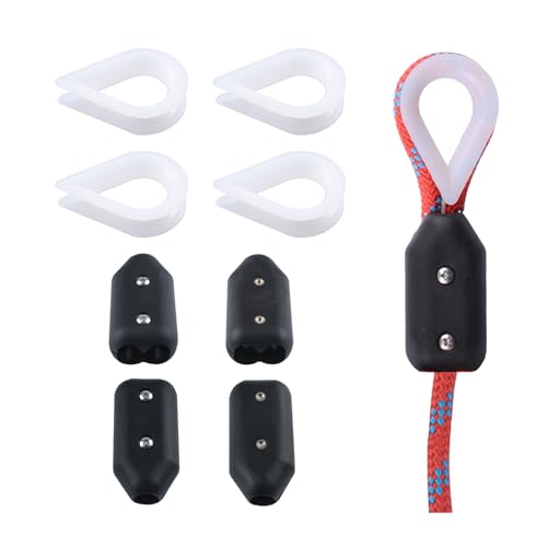 INCREWAY 4PCS Reusable Rope Clamps Plastic Rope Connector Clips with Nylon Replacement Thimbles for Tensioning Wire Ropes, for Industry Household Transportation Pet etc(10MM)