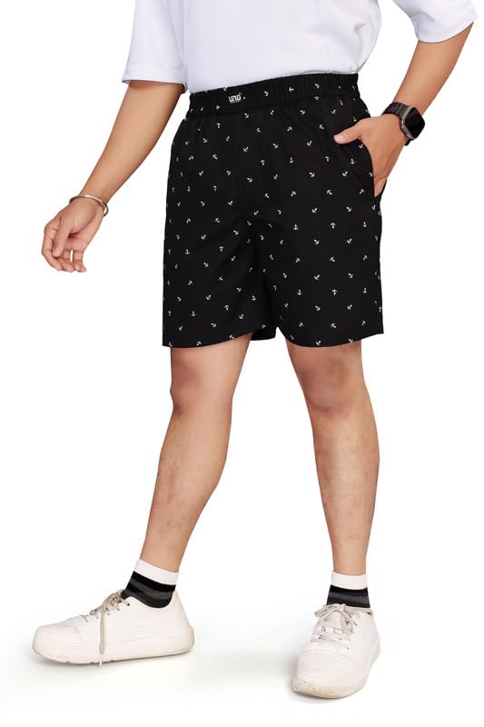 Image of UNOseven Shorts for Boys - 100% Cotton Printed with Side Pockets - Available from Size 7 Years to XL