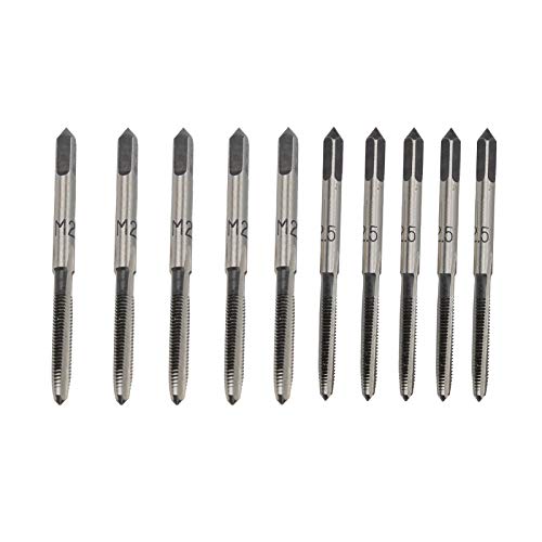 Metric Tap, Metric Thread Machine Taps, M2.5 Carbon Steel Straight Groove Taps, 5pcs Taper Tap with 5pcs Plug Tap,Tap, Thread Milling Taps