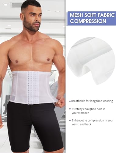 Vaslanda Waist Trainer For Men Tummy Control Shapewear Girdle Stomach Band Back Support Body Shaper Trimmer Belt White L — view 3