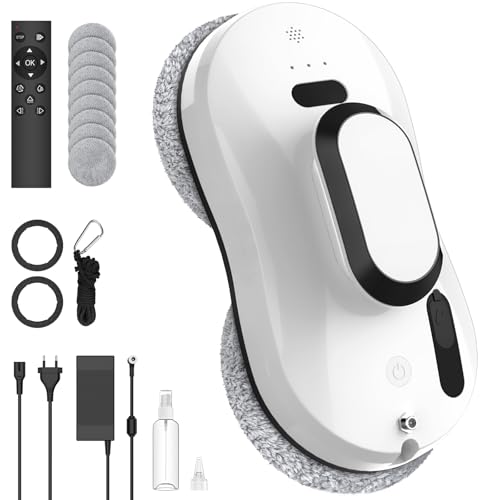 Robot Limpiacristales, 5600Pa Robot Limpieza de Ventanas Electrico Con Sistema de Seguridad, Navegación Inteligente, Control Remoto, Detección de Bordes, para Las Superficies Lisas, con 10 Trapo (B) Robot Limpiacristales, 5600Pa Robot Limpieza de Ventanas Electrico Con Sistema de Seguridad, Navegación Inteligente, Control Remoto, Detección de Bordes, para Las Superficies Lisas, con 10 Trapo (B)