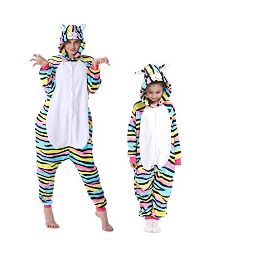 DEBAIJIA Animal Pijamas Franela Niños Novedad Unisex Niñas Ropa de Dormir Dibujos Animados CosplayLindo Calentito con Capucha (Gato-Multicolor-S