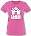 Produktbild Luckja Bauherrin Kombination für de Bauherrn | Damen T-Shirt Fuchsia-Weiss Grösse L