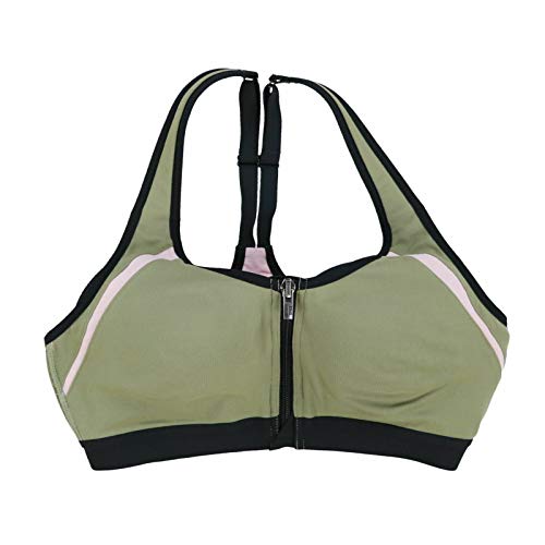 Victoria's Secret Sports Knockout Sports Bra Strappy Back Front Close (34B, Olive Green)