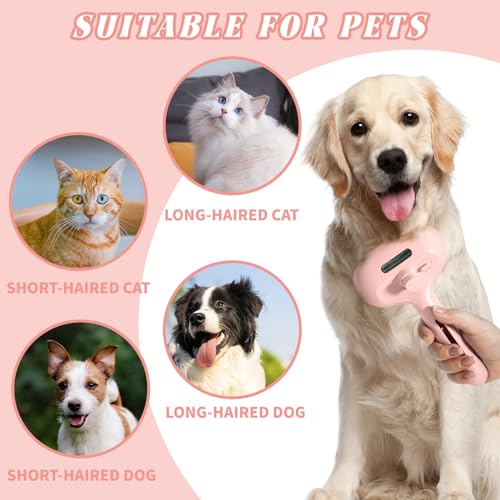 Image of Self-Cleaning Spray Cat Brush for Shedding, Removes Static Flying Hair, and Works Wonders for Both Long and Short-Haired Pets 2 In 1 Cleaning Brush for Cats And Dogs Grooming (pink)