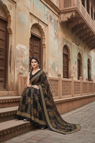 Image of Yashika Women's Georgette Printed Saree with Blouse Piece for Traditional Ethinic Wear Sari