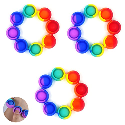 Donia 3 Pcs Bracelet Push Pop Fidget Toy,Bracelet Bubble Toy,Bracelet Push Pop Bubble Sensory Fidget Toy,Autism ADHD Special Needs Stress Reliever Silicone Squeeze Toy