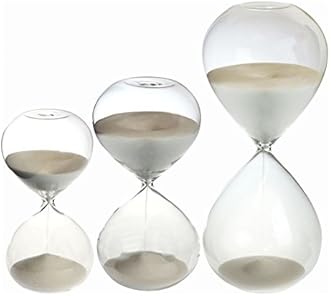 Nicola Spring Sand Timers (15, 30, 60 Minutes) - Clear Glass Decorative Kitchen Countdown Clock with White Sand - Timer for Cooking, Baking, Office Timing