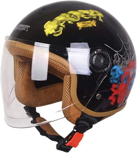 Casque De Moto pour Enfants, Filles, Garçons, Certification ECE, Casque Jet Enfant avec Visière, Casque De Scooter, Casque De Scooter pour Enfants, Casque De...