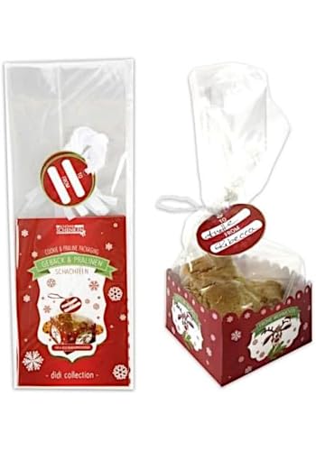 Ameisenkeks Set de envoltorio de regalo para pasteles y bombones – Juego de 6 | Cajas, bolsas transparentes y etiquetas de regalo | Paquete de Navidad, cajas de galletas, | 8 × 8 × 5,5 cm & 15,5 ×