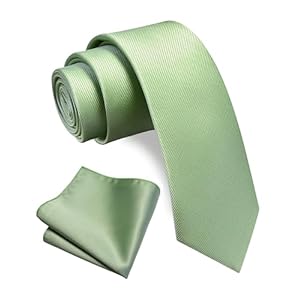 GUSLESON 2.4″ Slim Necktie and Handkerchief Set For Men Solid Skinny Tie Brooch Set