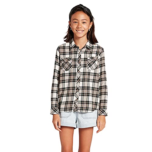 Image of Volcom Girls' Getting Rad Plaid Long Sleeve Flannel Shirt
