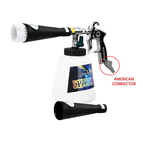 YVO Car Cleaning Gun, High Pressure Interior Detailing Gun Automotive Pneumatic Washing Gun with Air Regulating Valve 1000ml Foam Bottle Car Maintenance Tools