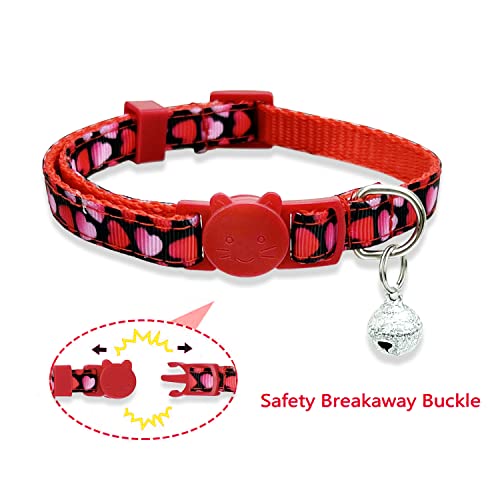 Valentine Holiday Cat Collar with Bell, 3 Pack Breakaway Kitty Kitten Heart Collar for Boys Girls Male Females - Image 3
