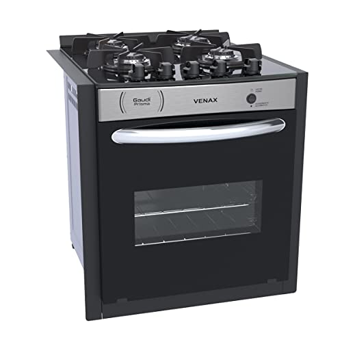 FOGAO A GAS DE EMBUTIR GAUDI PRISMA VITREO 4Q INOX GAS GLP