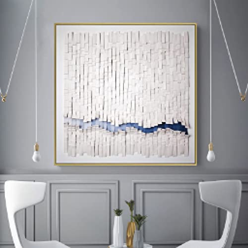 Peinture décorative abstraite bleue blanche impressions sur toile déco salon 20x20cm