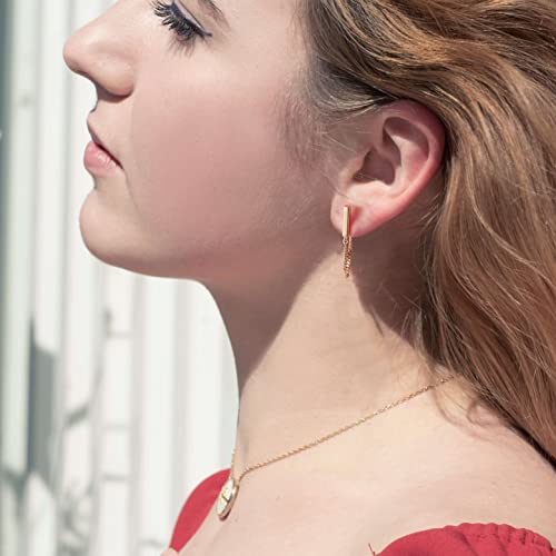 Chain Earrings Dainty Earrings Minimalist Hypoallergenic Earrings For Women Sensitive Ears Gold Stud Earrings For Women Dangle Earrings For Men(3Cm-Gold) #TOP2