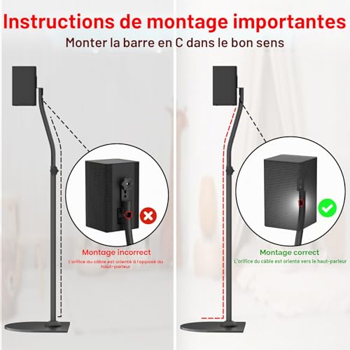 Paire de Supports Surround universels Extensibles en Hauteur de 33" à 42" - Supports d'enceintes arrière pour la Plupart des Petits Supports d'enceintes Surround Satellites LG, Vizio, Sony, Samsung. – vue 7