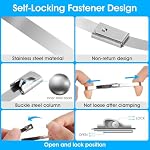 Metal Cable Ties 300 Pack, 6/8/10 inch (100 each) Stainless Steel Zip Ties, Heavy Duty 220 lbs, Multi Self Locking Wrap Tie, Binding Cable for Machinery, Exhaust Wrap, Pipes, Farms, Cables, Fence