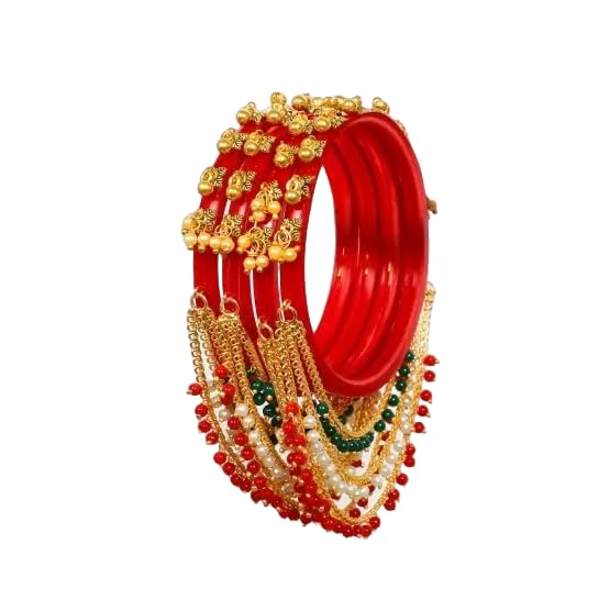 Cuadro Womens Stylist Zalar Bangle Set Traditional Rajasthani/Punjabi Rajwadi Bangle Set for Women & Girls Bs_Zalar_Red (2.4) (B0CM11HNZH) Amazon Price History, Amazon Price Tracker