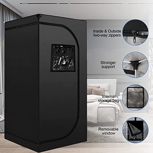 Zonemel Portable Sauna Tent, Full Size 1 Person Home Spa Tent For Relaxation Detox Therapy (Steamer Not Included- Black, 55.1"X31.5"X31.5") #TOP2